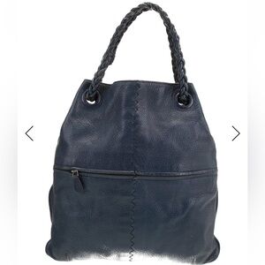 Bottega Veneta Navy Blue Leather Women's Shoulder Bag